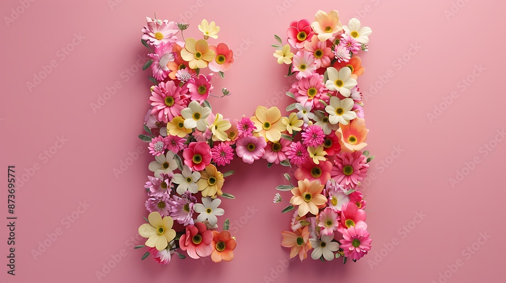 Alphabet flower concept with H letters isolated on pink background Alphabet flower concept with H letters isolated on pink background