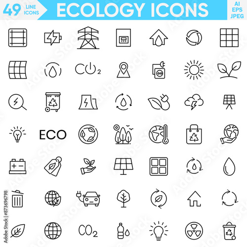Energy and Ecology Line Icons set. Vector illustration in modern thin line style of eco related icons