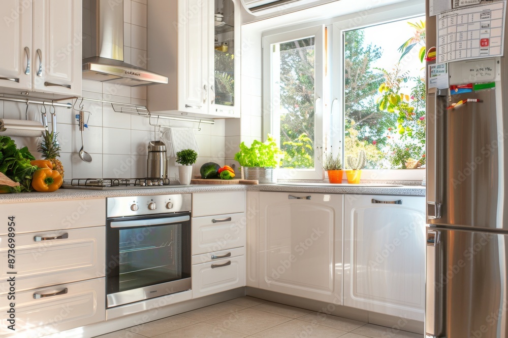 Modern white kitchen interior design.. Modern white kitchen interior design..
