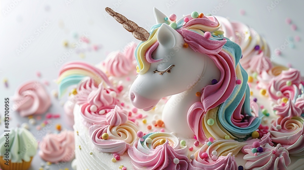 Unicorn Cake with Rainbow Decorations Unicorn Cake with Rainbow Decorations