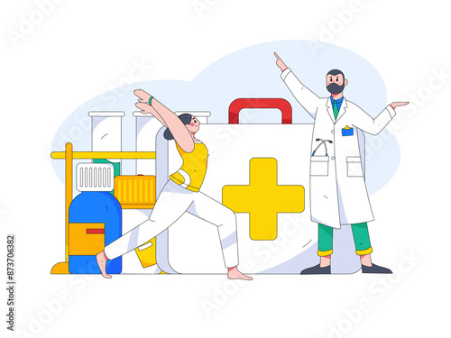 Medical characters fighting the epidemic flat vector concept operation hand drawn illustration
