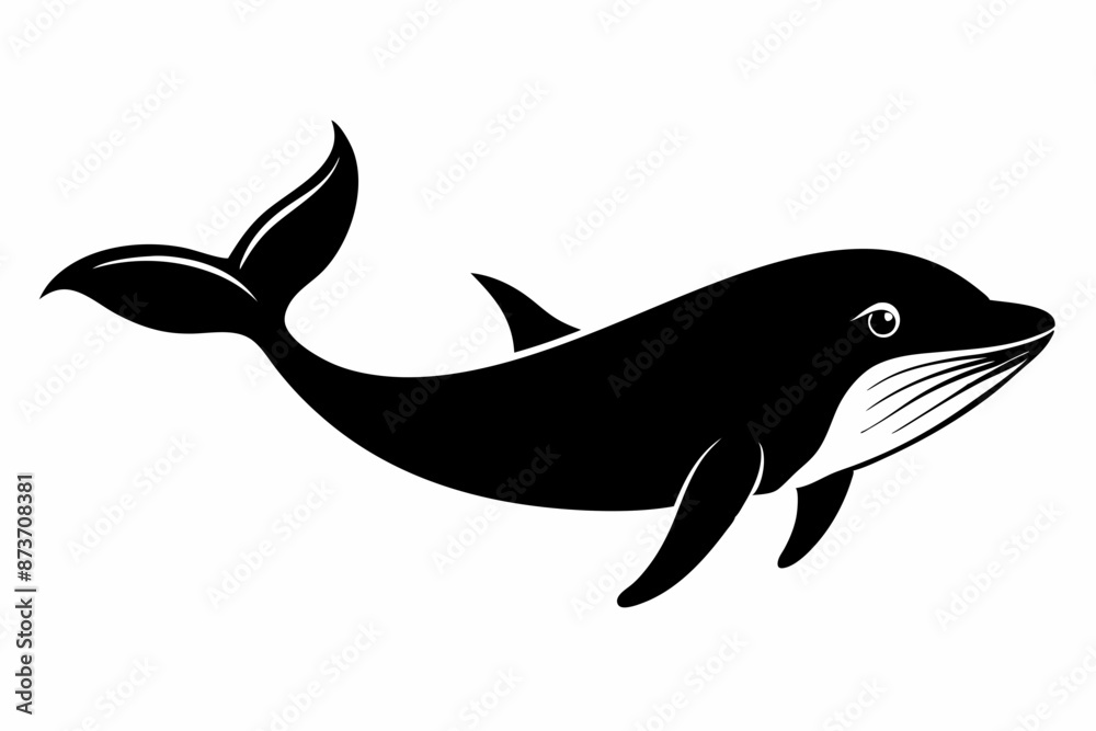 Fototapeta premium Whale vector illustration, whale jumping isolated on white, whale silhouette, whale vector art