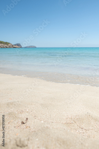 Crystal clear turquoise waters of the beaches of Ibiza in summer