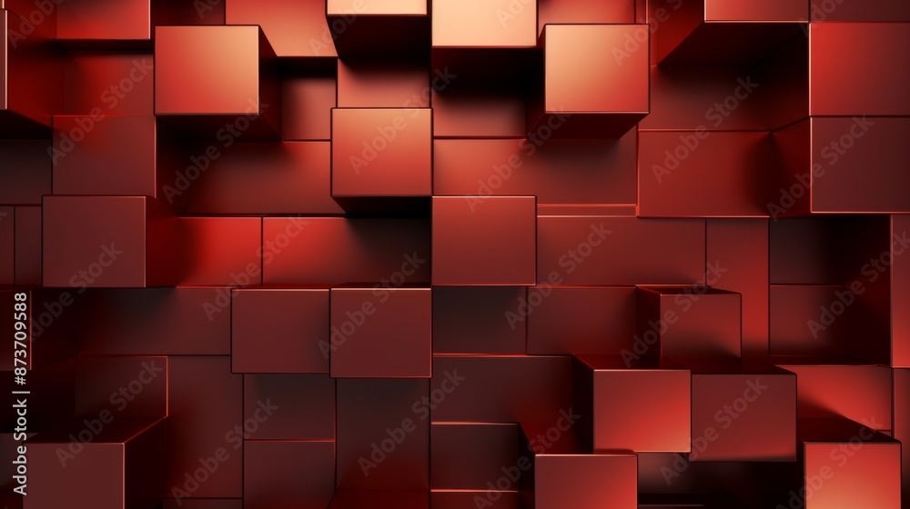A pattern of red cubes arranged in a seemingly random fashion A pattern of red cubes arranged in a seemingly random fashion