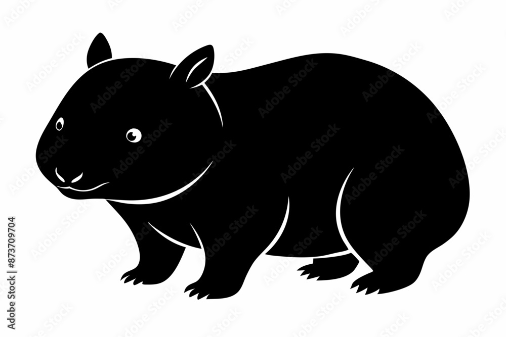 Obraz premium Wombat vector illustration, image of a squirrel, wombat silhouette, wombat vector art 