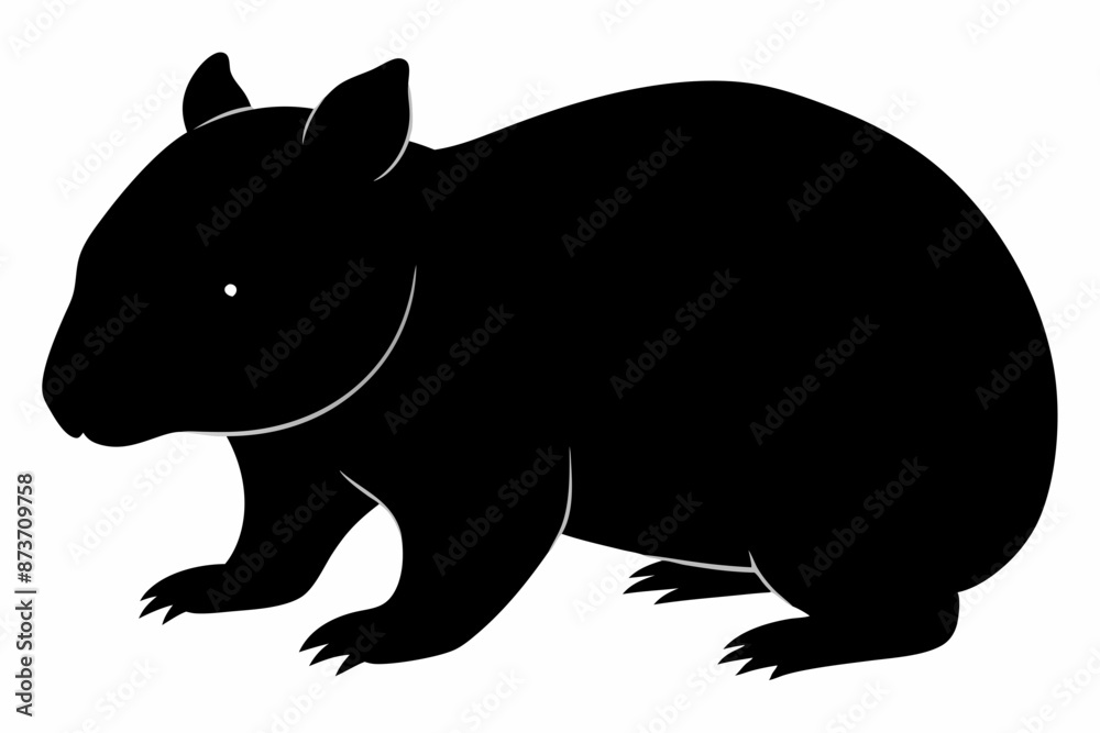 Obraz premium Wombat vector illustration, image of a squirrel, wombat silhouette, wombat vector art 