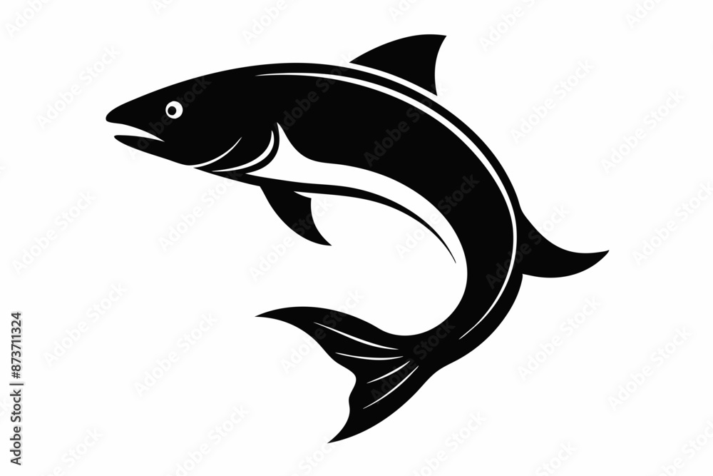 Salmon vector illustration, fish isolated on white, Salmon silhouette, Salmon vector art