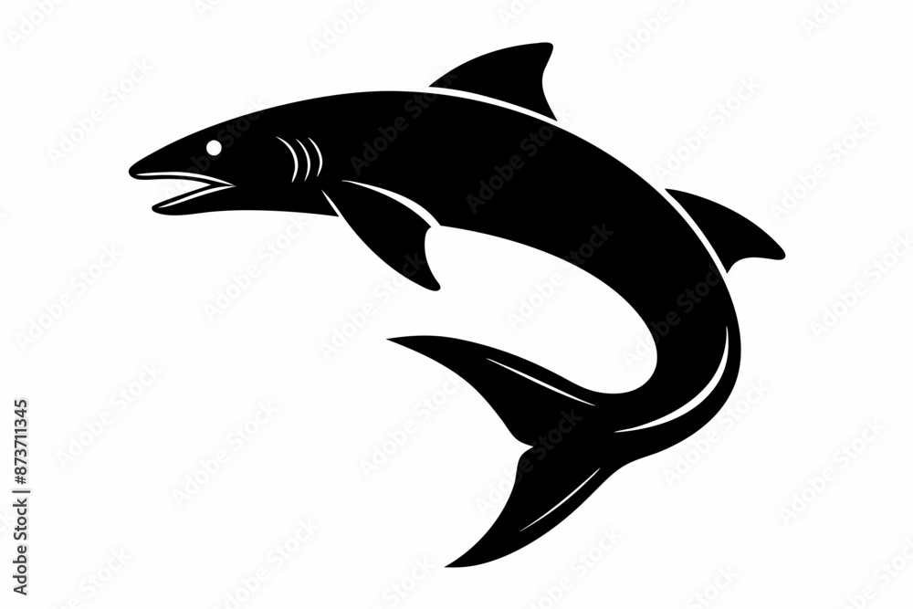 Fototapeta premium Salmon vector illustration, fish isolated on white, Salmon silhouette, Salmon vector art