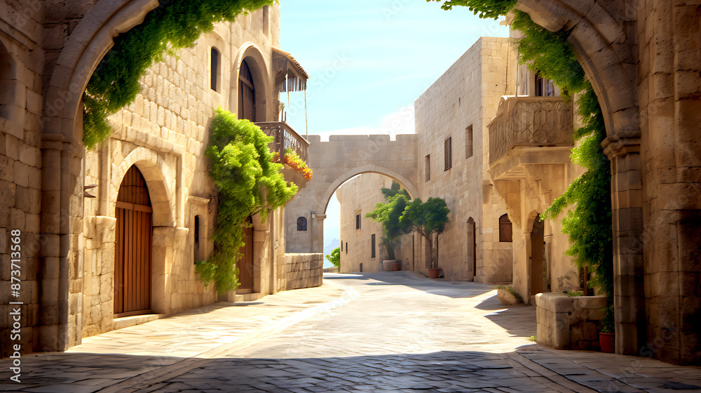 Obraz premium Medieval arched street in the old town