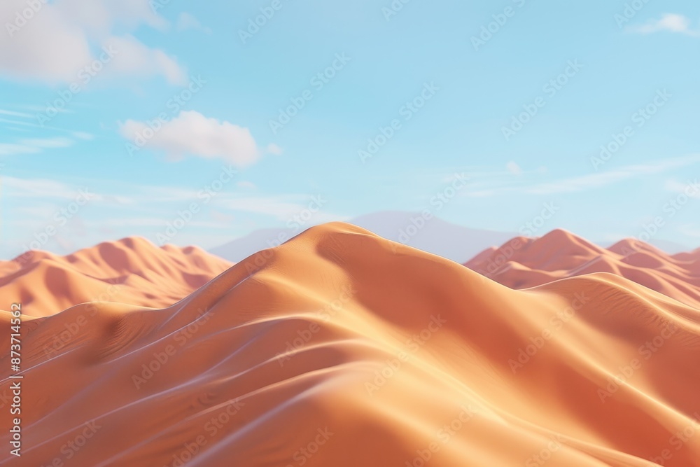 Naklejka premium Desert Landscape with Blue Sky and Soft Clouds
