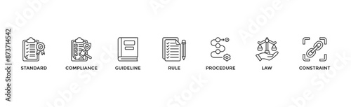 Regulation banner web icon vector illustration concept with icon of standard, compliance, guideline, rule, procedure, law and constraint	 photo