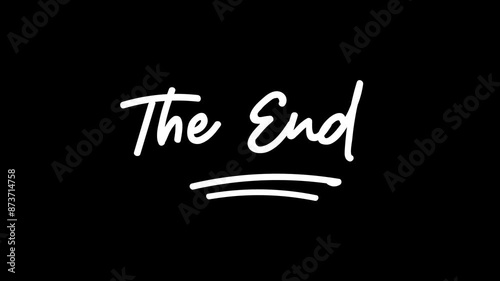 The end text animation. Handwritten calligraphy text with alpha channel. Great for cinema, vlogs, movies, videos, and banners. Suitable for end screen of video, easy to put into any video