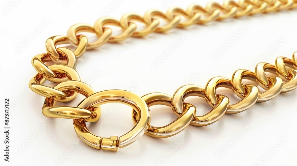 Fototapeta premium Shiny Gold Chain on a White Background