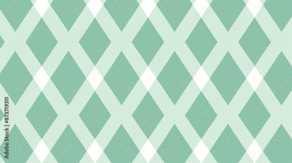 Green and white diamond pattern with overlapping design and diagonal grid effect Green and white diamond pattern with overlapping design and diagonal grid effect