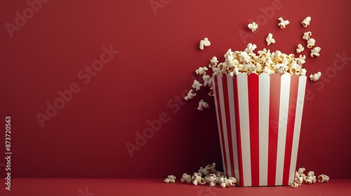 Popcorn in the red and white box on crimson background © Taylor Swift