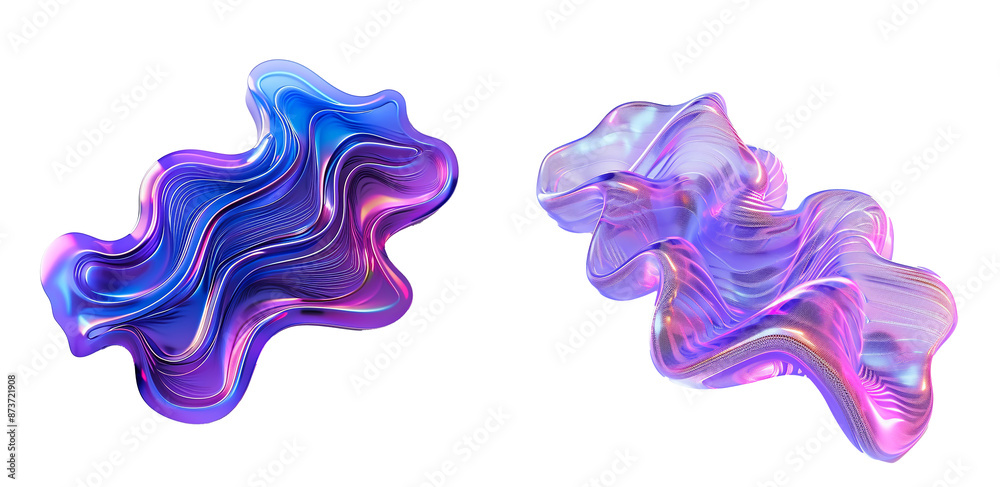 Abstract shapes, purple and pink, with wavy texture isolated on transparent background. Abstract shapes, purple and pink, with wavy texture isolated on transparent background.