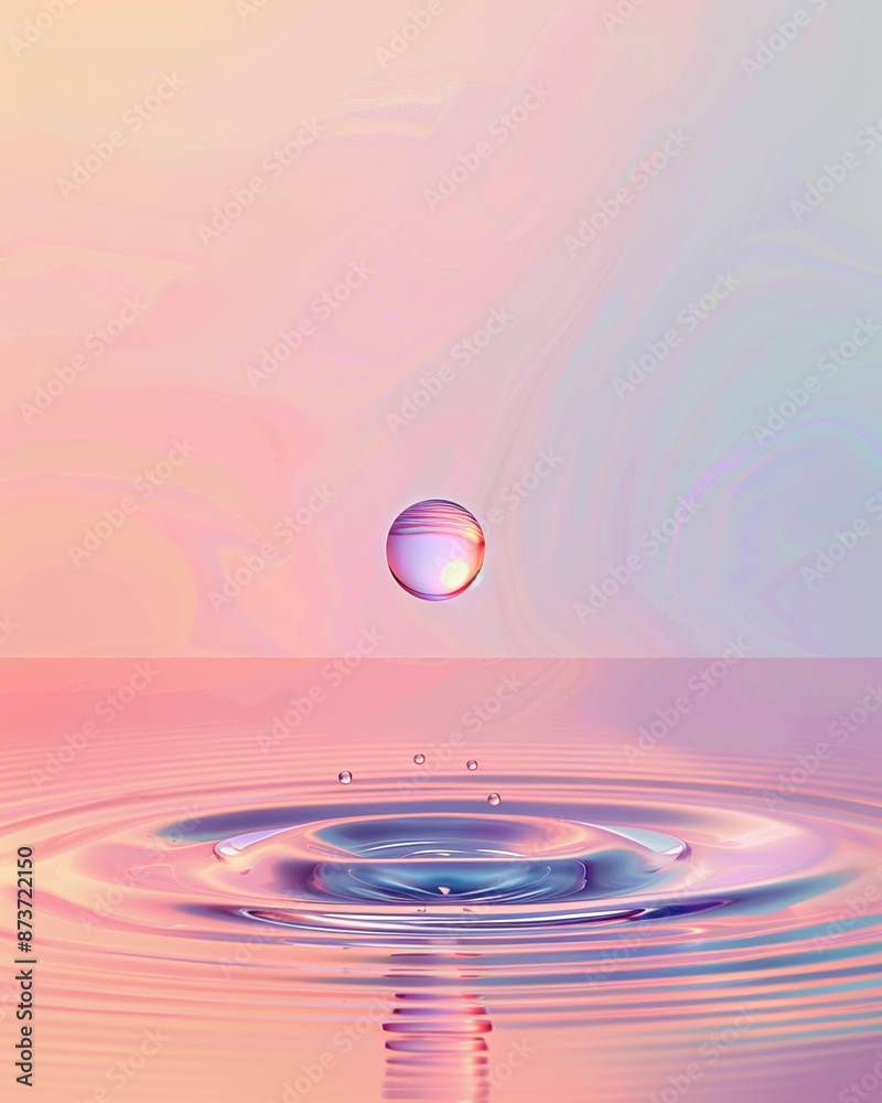 bright modern pastel background in pastel with sphere and water drops bright modern pastel background in pastel with sphere and water drops