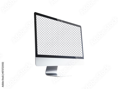 Desktop monitor blank screen isolated on transparent background, generative ai 