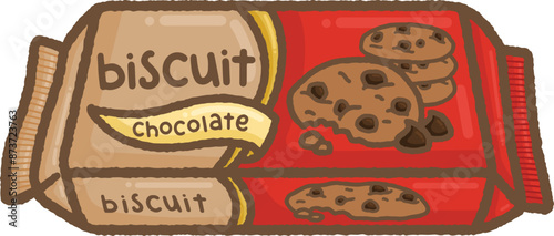 a vector of a package of a chocolate chip biscuit