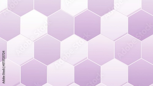 A close-up image of a  pattern of white and lavender hexagon tiles photo