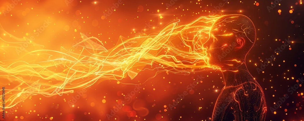 Luminous Electric Symphony: Futuristic Abstract Human Silhouette with Glowing Intertwined Lines, Surreal 3D Render Luminous Electric Symphony: Futuristic Abstract Human Silhouette with Glowing Intertwined Lines, Surreal 3D Render