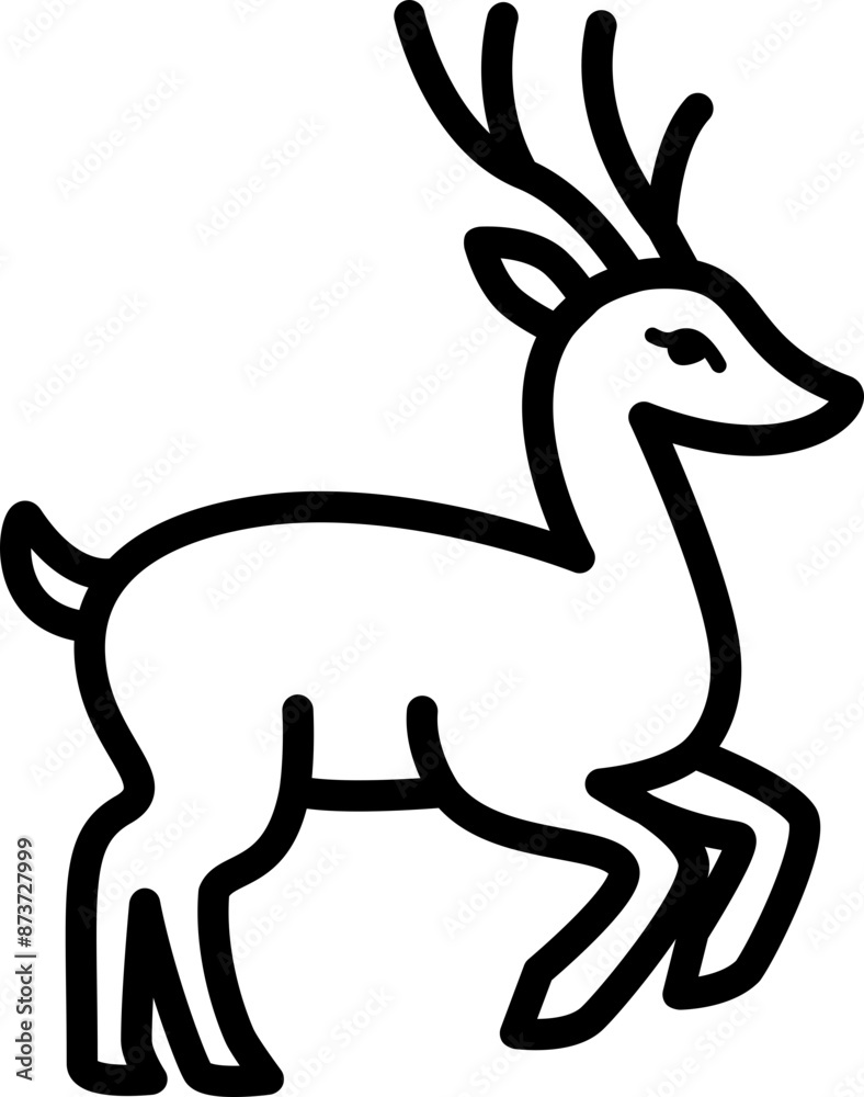 Fototapeta premium Cute deer illustration drawn with black lines