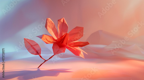 Stop-motion animation of an origami flower unfolding, showcasing the magical metamorphosis from a flat sheet of paper to a three-dimensional creation.
