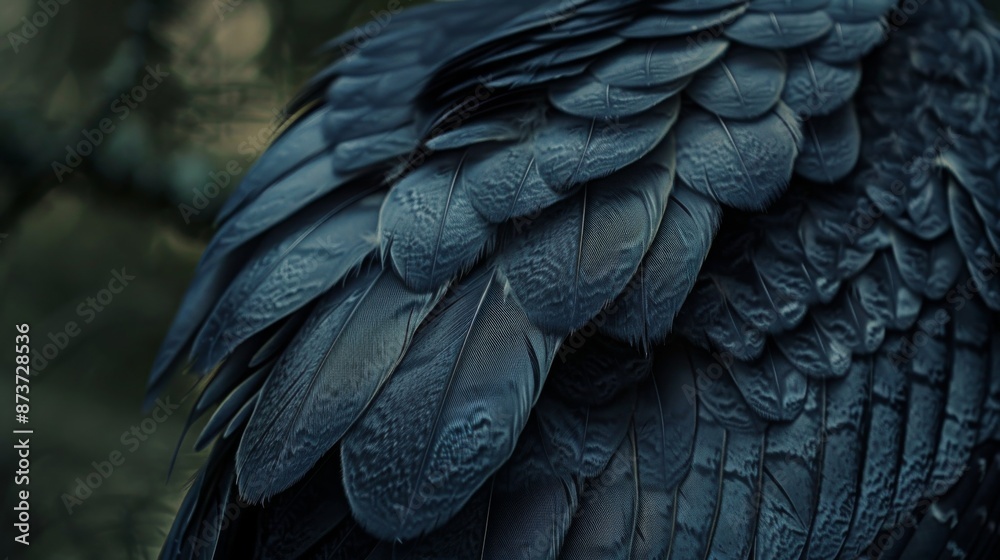 Fototapeta premium Detailed Closeup of Owl Feathers in Dark Forest Setting - Wildlife and Nature Texture Background
