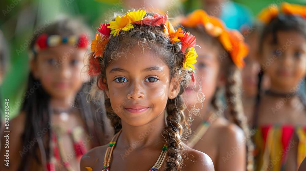 Children participating in a cultural dance performance who range in age, gender, and ability Children participating in a cultural dance performance who range in age, gender, and ability