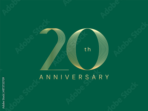 20th Anniversary luxury gold celebration with Slim lines logo typography vector design concept. Twenty Years anniversary gold template for celebration event, business, invitation, card, company, web.