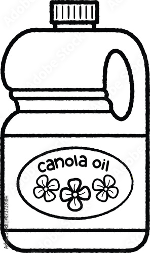 canola oil bottle illustration in black and white coloring