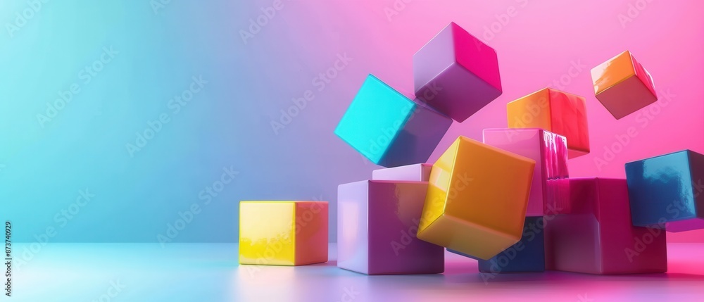 Obraz premium Colorful Cubes on a Gradient Background