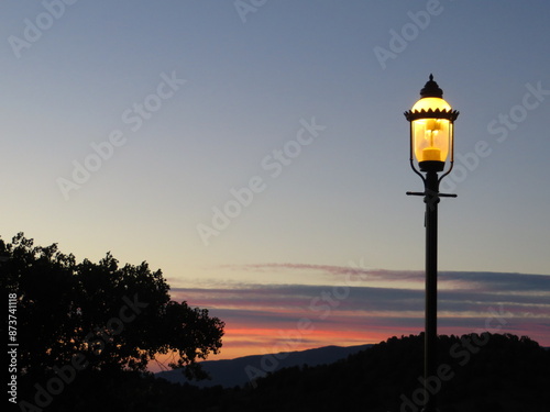 Street Lamp at Sunset, Virginia City, Nevada  photo