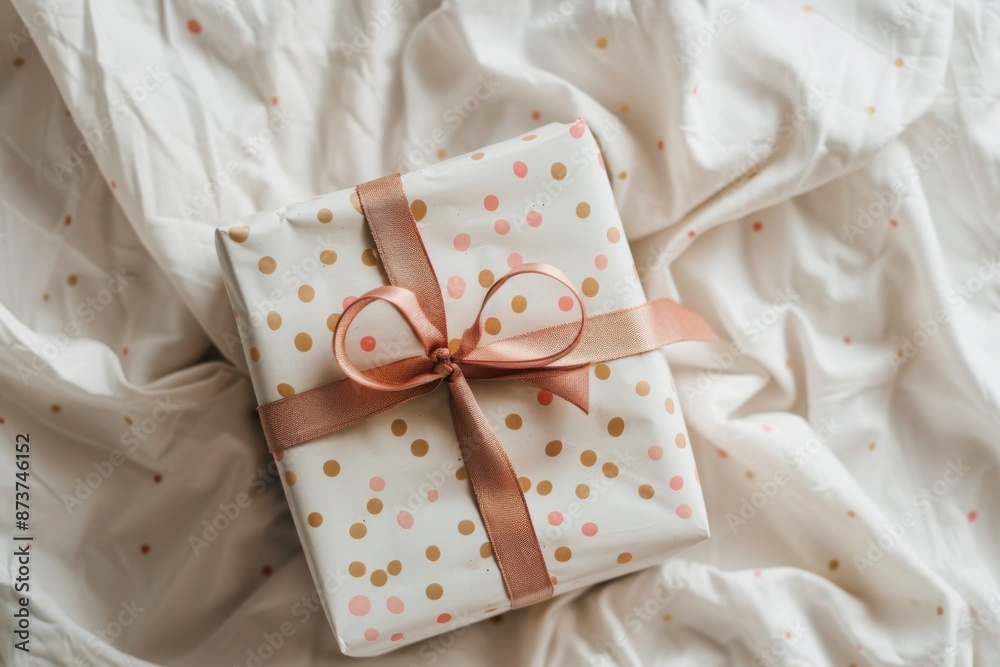 Gift wrapped with polka dot paper Gift wrapped with polka dot paper