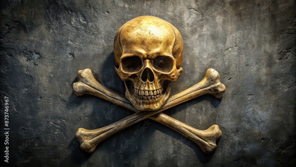 Fototapeta premium Skull and crossbones symbolizing danger and death, pirate, warning, toxic, poison, hazard, forbidden, skull, bones, death