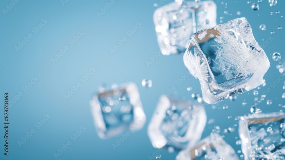 Close-up of Falling Ice Cubes in Water Close-up of Falling Ice Cubes in Water