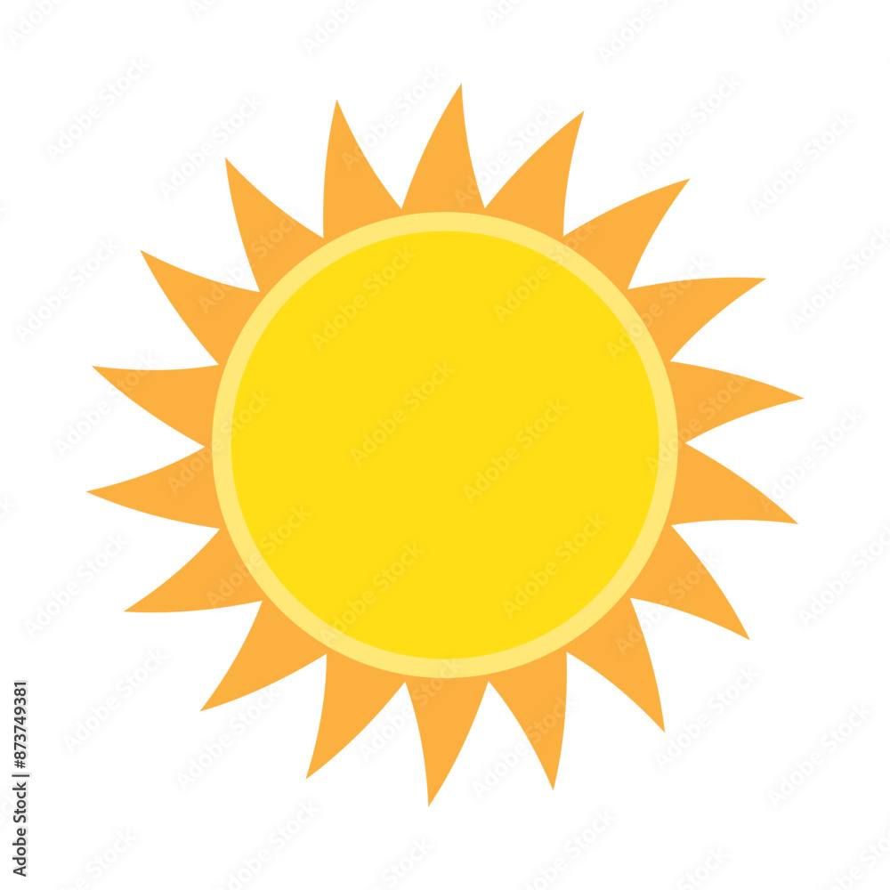 Sun icon in flat style, simple yellow sun. Sun icon in flat style, simple yellow sun.