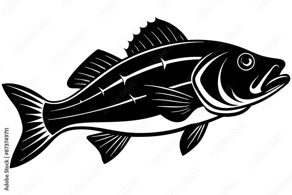 Bass vector illustration, Bass isolated on white, Bass silhouette, Bass vector art Bass vector illustration, Bass isolated on white, Bass silhouette, Bass vector art