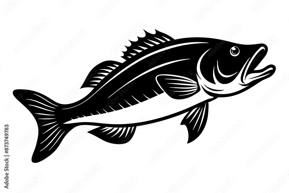 Bass vector illustration, Bass isolated on white, Bass silhouette, Bass vector art Bass vector illustration, Bass isolated on white, Bass silhouette, Bass vector art