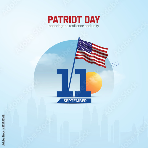 Creative patriot day ads design. patriot day ads, Celebrated in United States in September 8th, vector, 3d  © MDMOTIAR