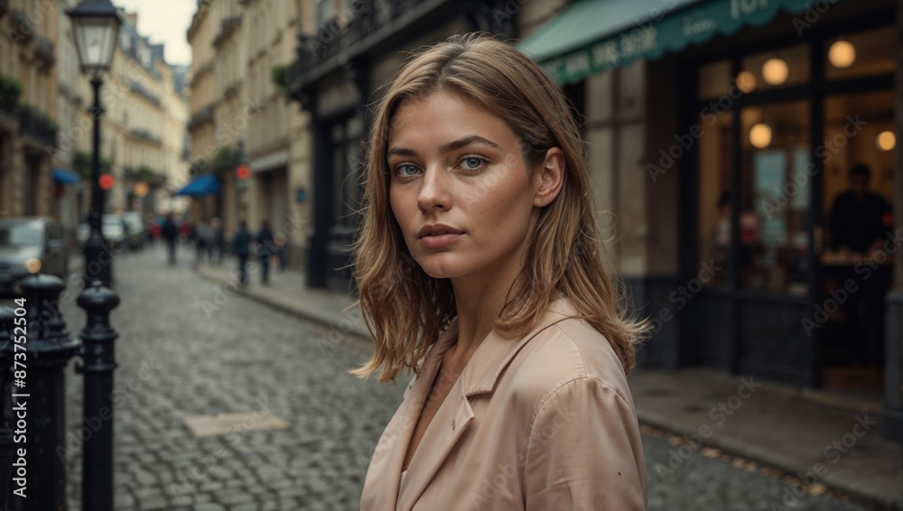European Fashion Model Standing in the Street Looking at the Camera European Fashion Model Standing in the Street Looking at the Camera