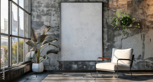 Modern Interior Design With White Chair and Large Window View