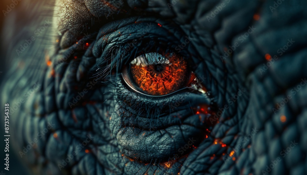 Close-up of an elephant's eye, capturing the texture of the skin and depth of the eye Close-up of an elephant's eye, capturing the texture of the skin and depth of the eye
