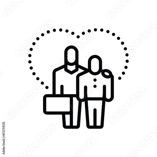 Black line icon for empathy