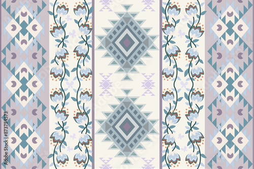Navajo tribal vector seamless pattern. Native American ornament. Ethnic South Western decor style. Ikat Boho geometric ornament. Vector seamless pattern. Mexican blanket, rug. Woven carpet