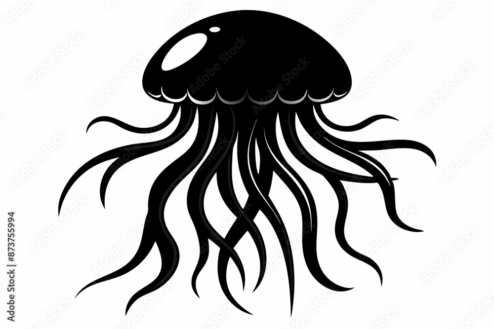 Fish vector illustration, jellyfish isolated on white, jellyfish silhouette, jellyfish vector art Fish vector illustration, jellyfish isolated on white, jellyfish silhouette, jellyfish vector art