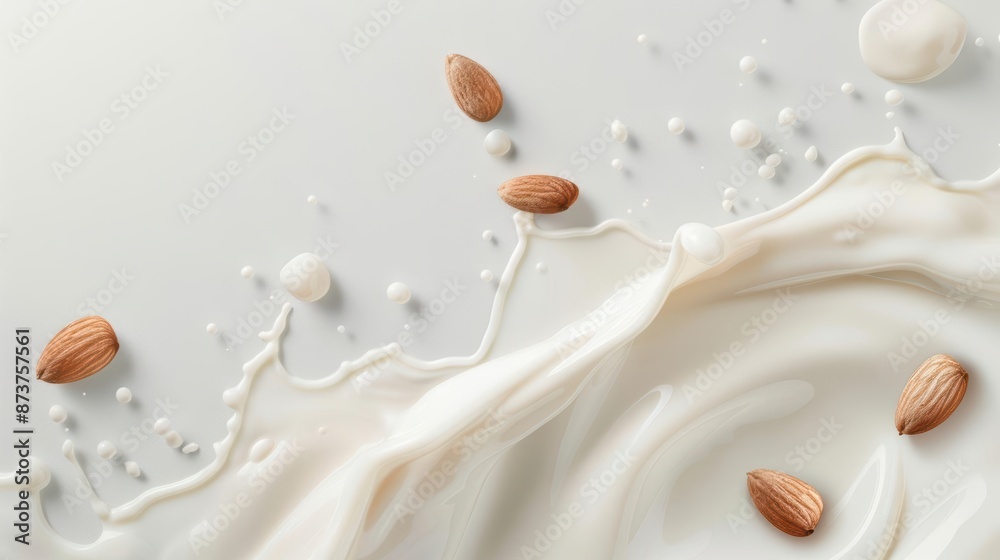 High speed photography capturing almond milk splash effect High speed photography capturing almond milk splash effect