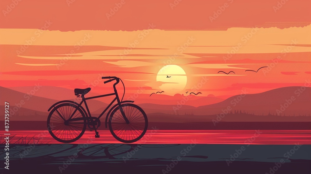 Obraz premium Bicycle, two wheels, SVG, ride into the sunset
