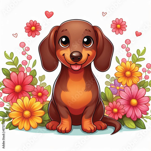 Cute Dachshund Vector Cartoon illustration