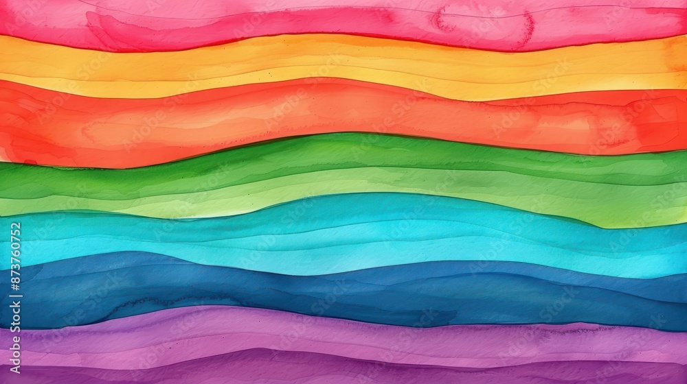 Vibrant rainbow stripes in a watercolor style on this abstract background. Vibrant rainbow stripes in a watercolor style on this abstract background.